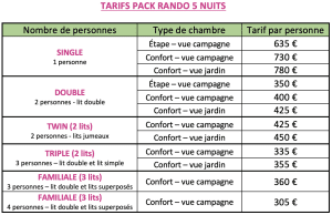 Pack Rando Tamaris - 5 nuits