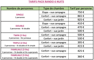 Pack Rando Tamaris - 6 nuits